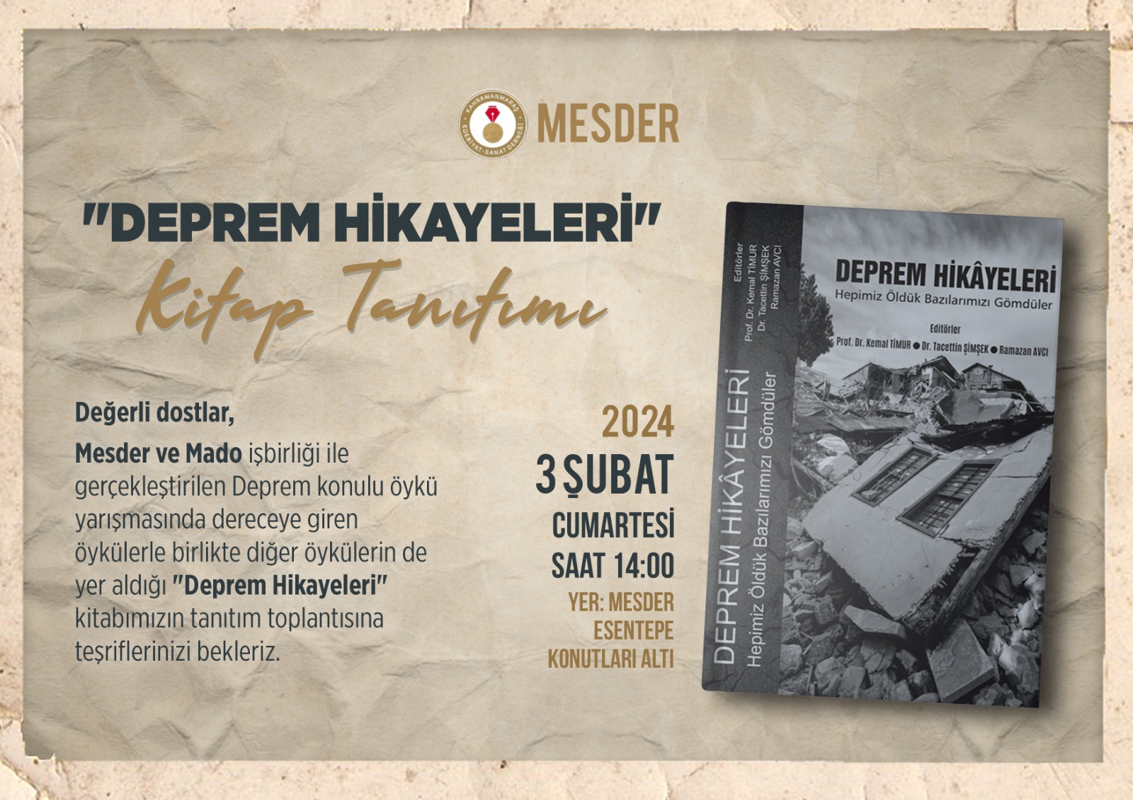 “Deprem Hikayeleri” Kitaplaştı